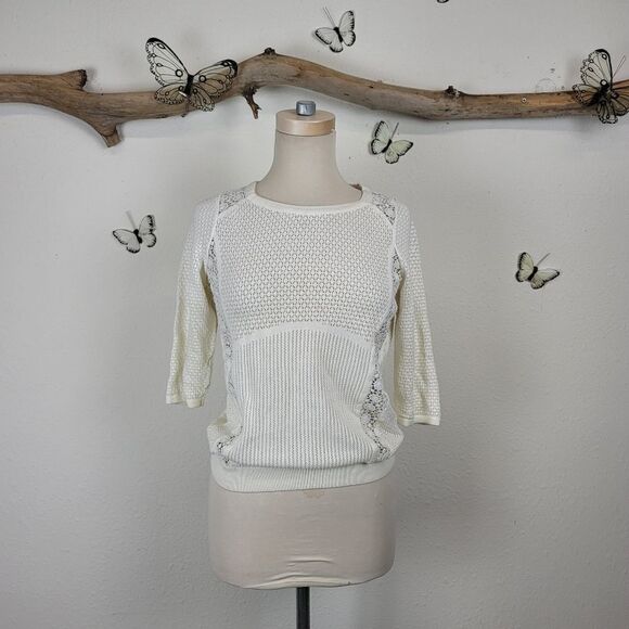 Anthropology knitted and knotted white sweater - Picture 5 of 8